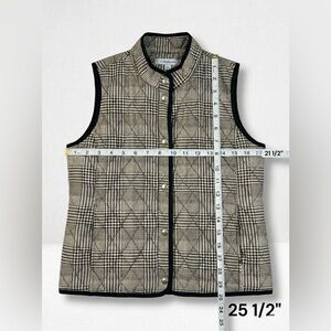 Croft & Barrow Women's L Quilted Houndstooth Cinched Vest 21.5"x25.5"